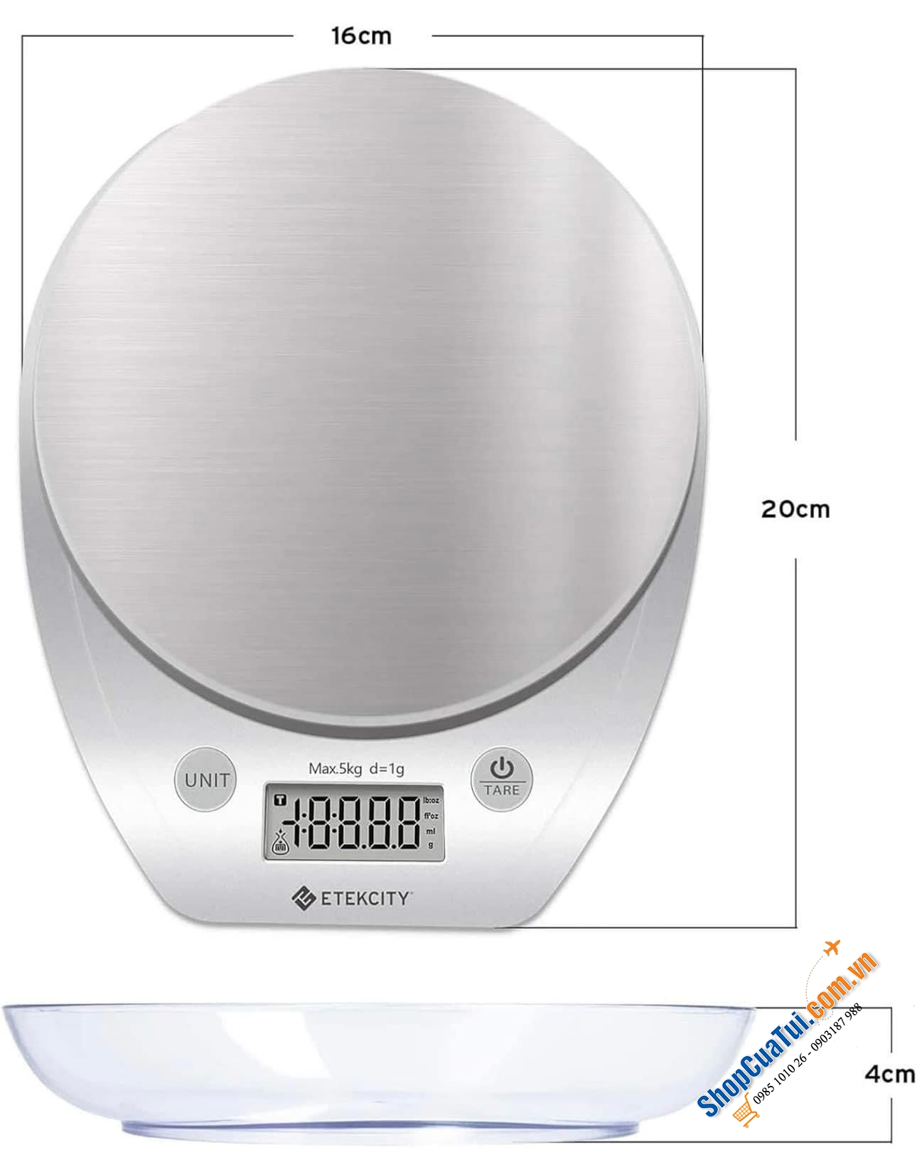 Cân Thực phẩm Nhà bếp Etekcity CÓ BÁT 5 KG.