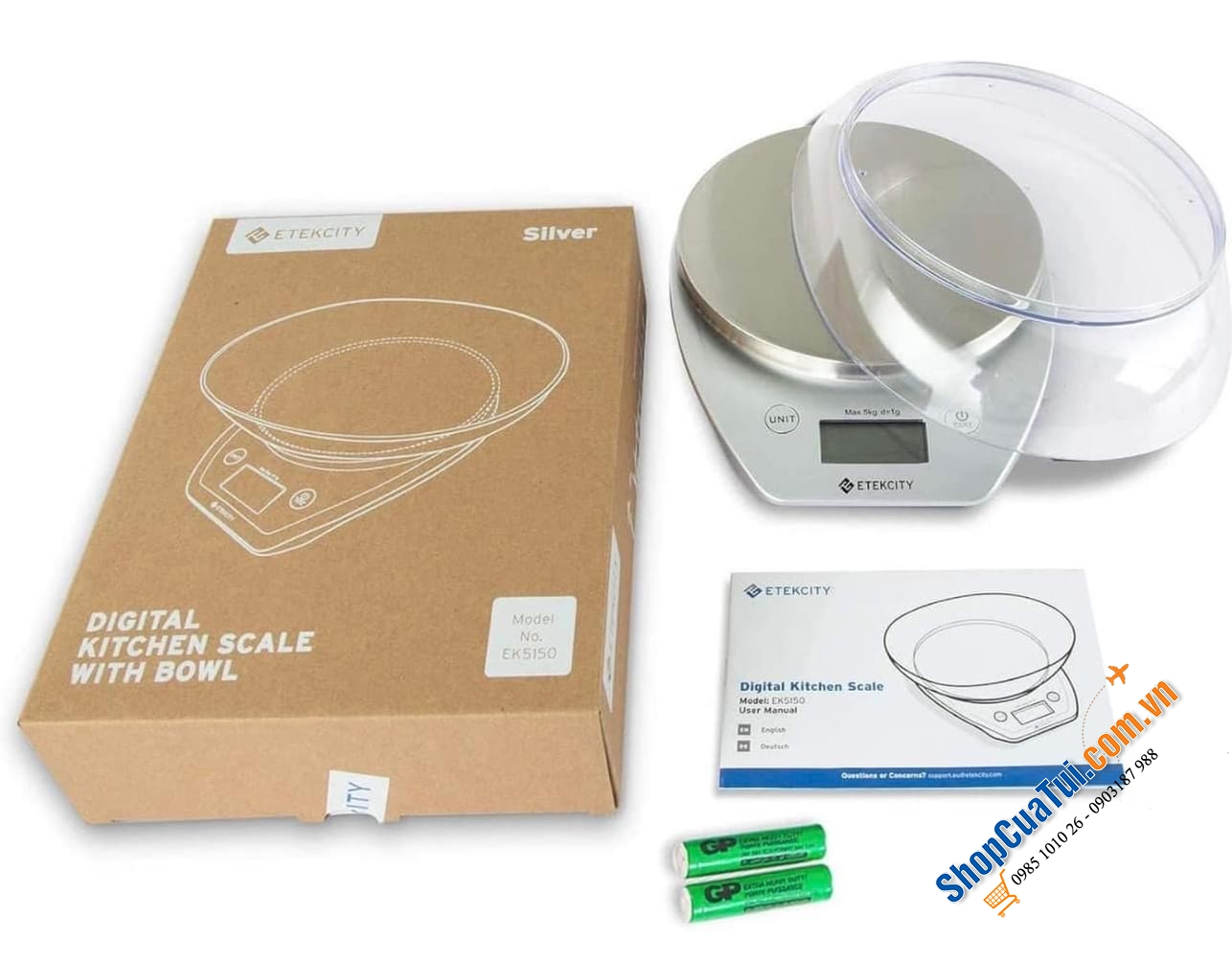 Cân Thực phẩm Nhà bếp Etekcity CÓ BÁT 5 KG.