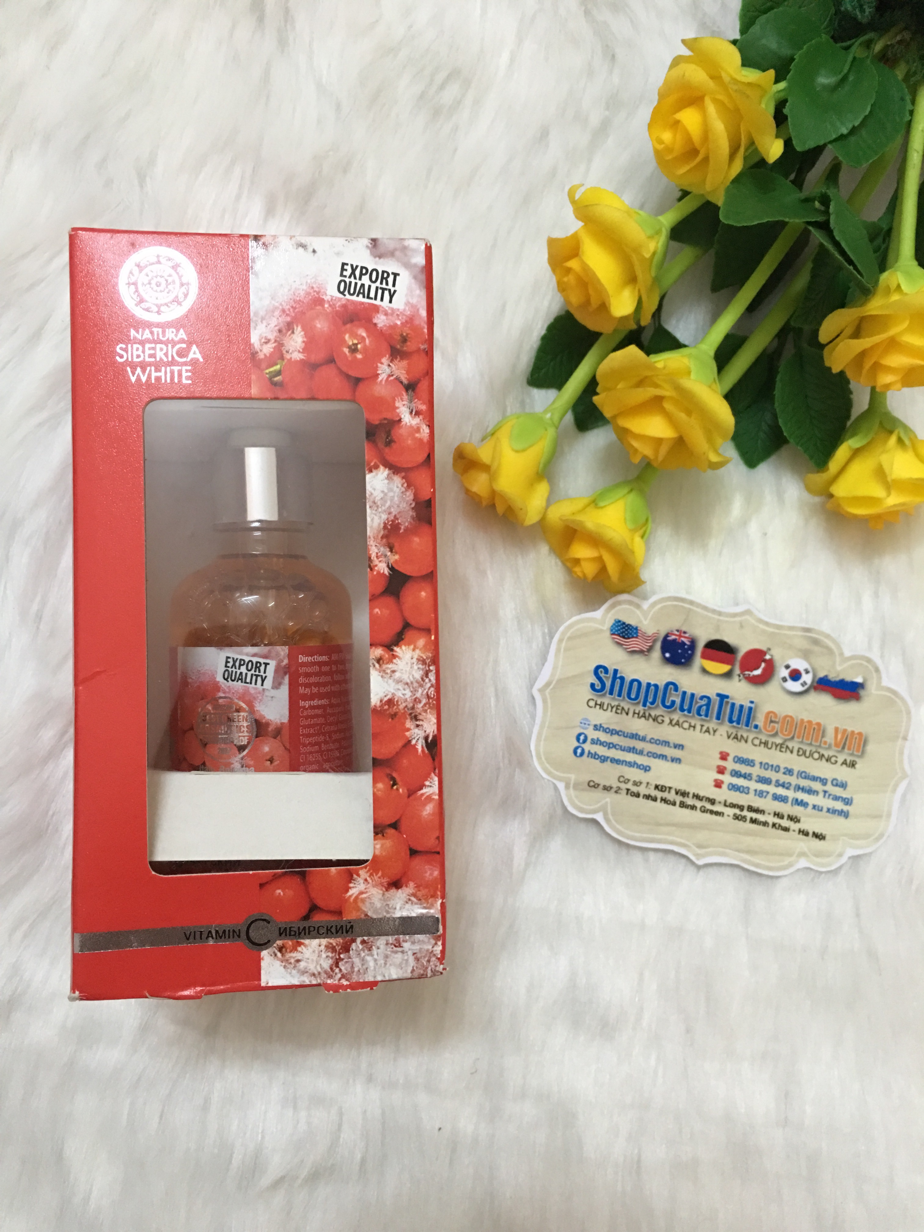 Serum Dưỡng trắng, Phục hồi và làm mềm da Natura Siberica - xách tay Nga