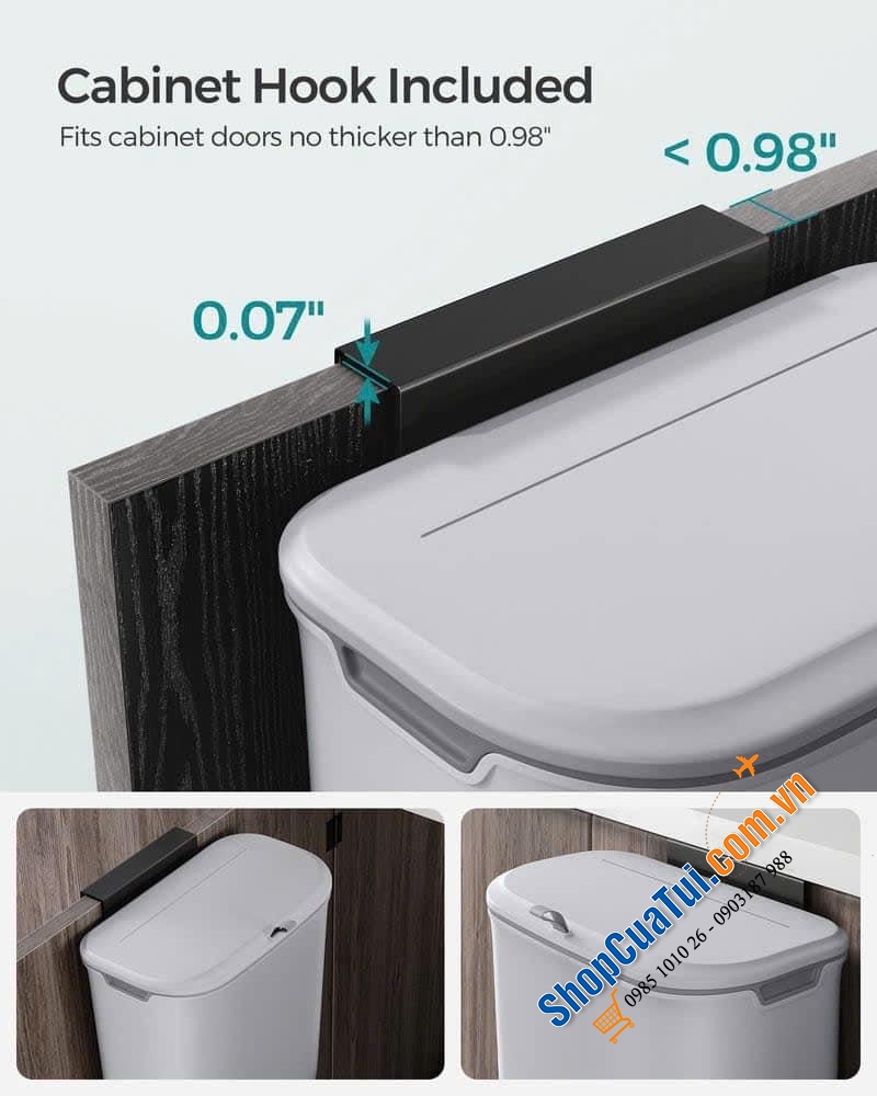 THÙNG RÁC TREO CÁNH TỦ 9L SONGMICS LTB820G9.