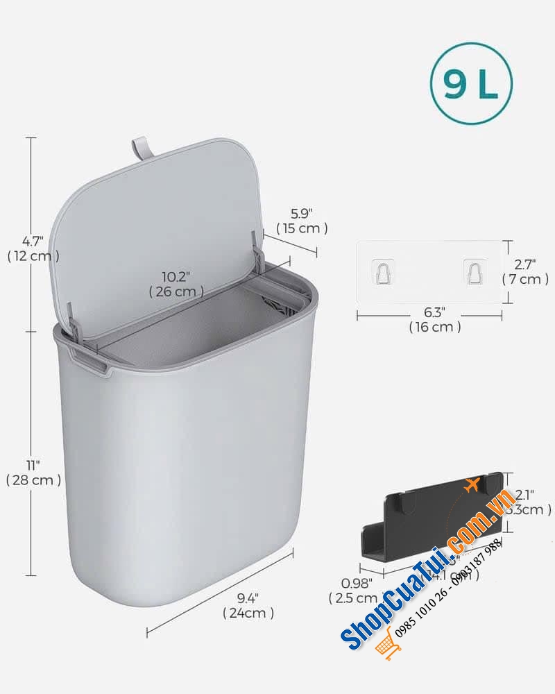 THÙNG RÁC TREO CÁNH TỦ 9L SONGMICS LTB820G9.