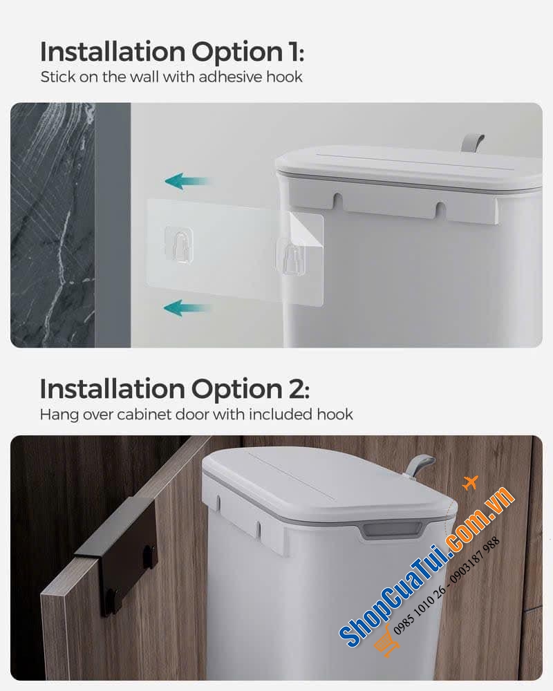 THÙNG RÁC TREO CÁNH TỦ 9L SONGMICS LTB820G9.