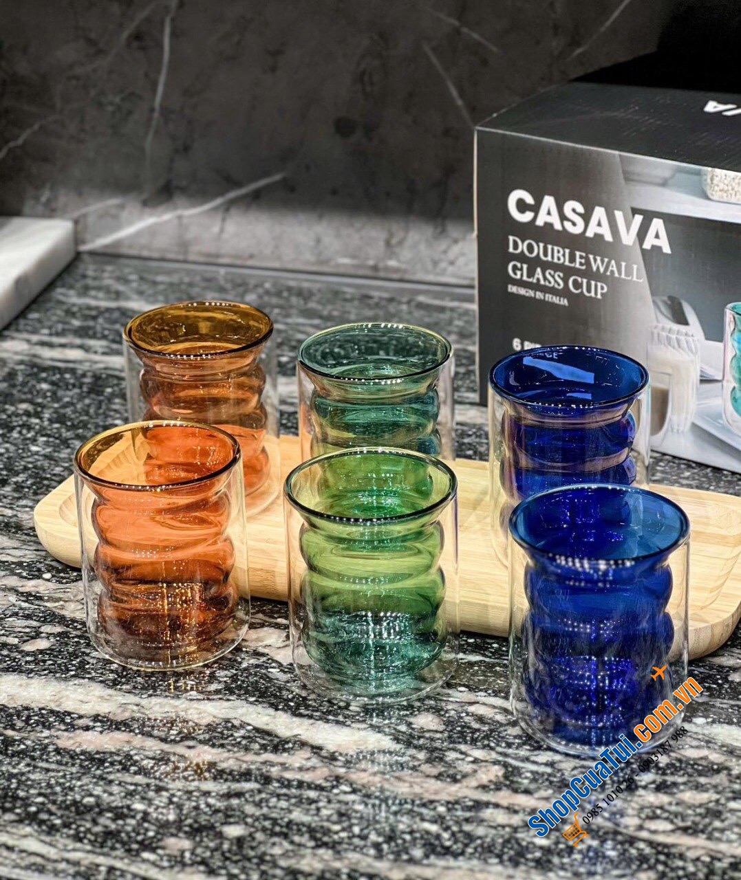 Set 6 cốc màu 2 lớp cách nhiệt PODIUM Casava Italy 250ml - Mẫu mới nhất vừa ra mắt tháng 8/2024