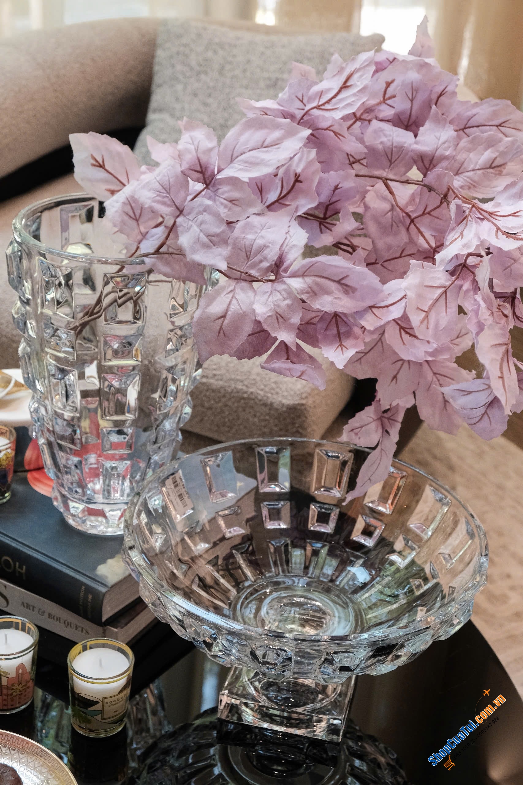 SET LỌ HOA VÀ CHÂN BỒNG ROGASKA GEM - MADE IN SLOVENIA.