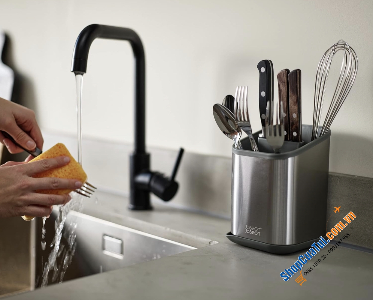 Dụng cụ để dao, thìa, dĩa Duo Steel Cutlery Drainer 851682.