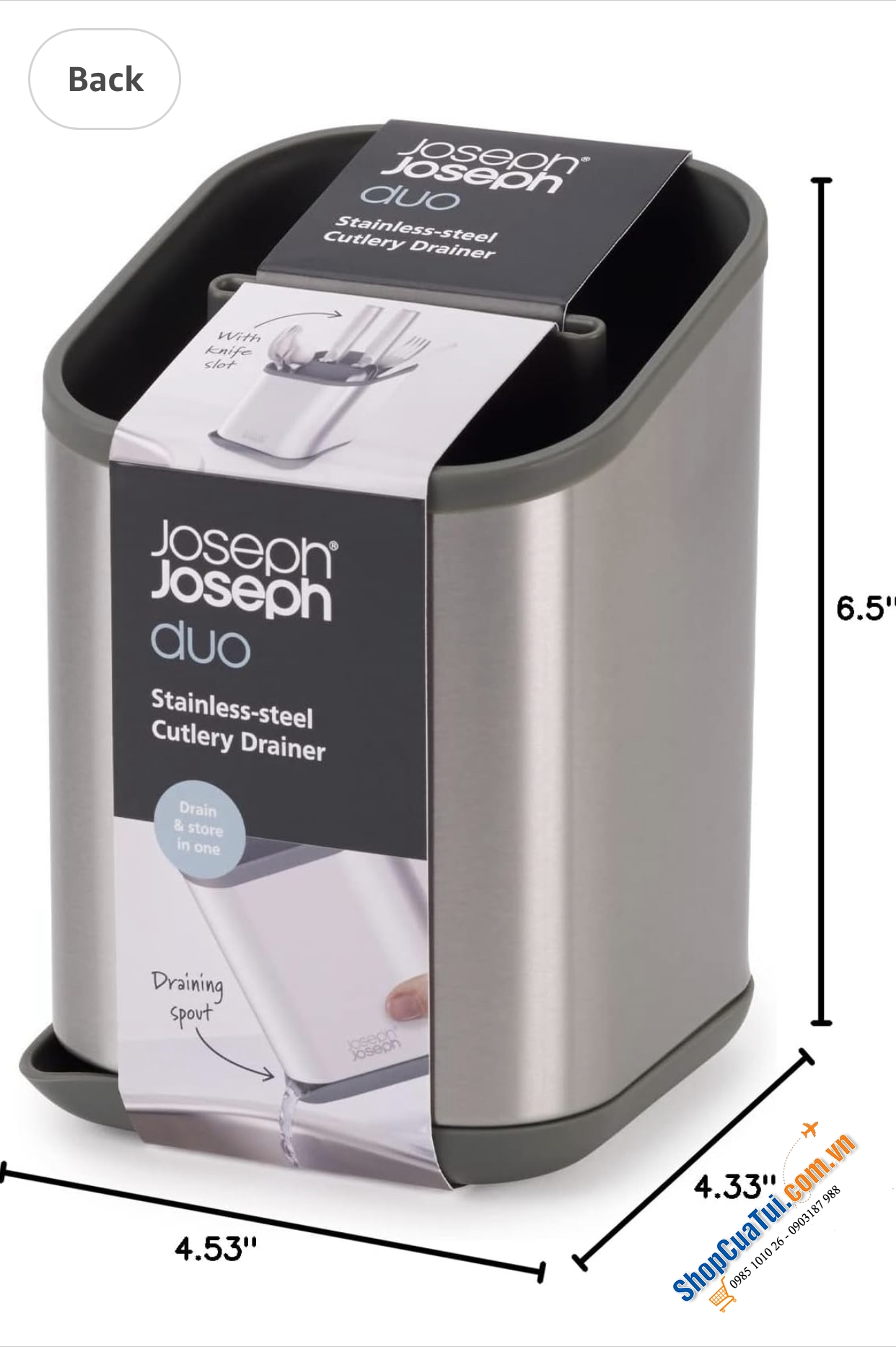 Dụng cụ để dao, thìa, dĩa Duo Steel Cutlery Drainer 851682.