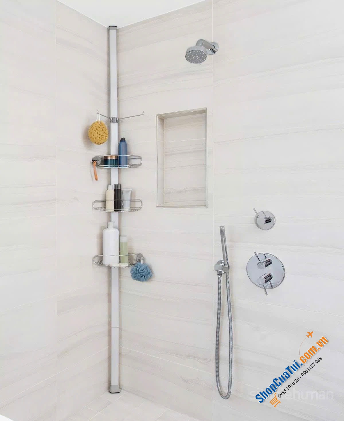 Thanh treo dụng cụ nhà tắm Simplehuman size dài 2m44 mẫu năm 2024 - Không cần khoan đục, dễ dàng lắp đặt