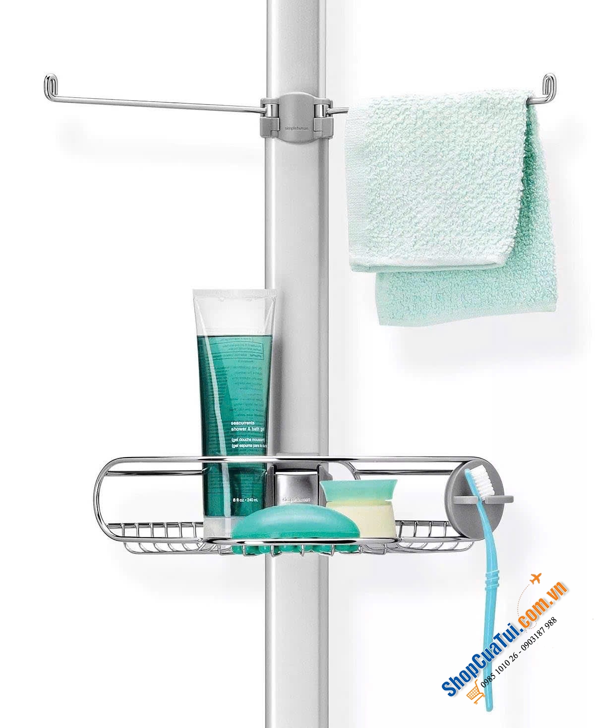 Thanh treo dụng cụ nhà tắm Simplehuman size dài 2m44 mẫu năm 2024 - Không cần khoan đục, dễ dàng lắp đặt