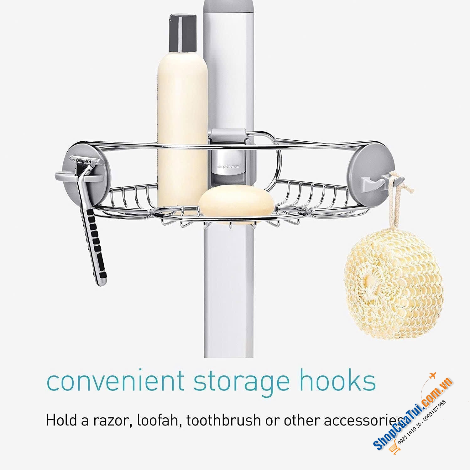 Thanh treo dụng cụ nhà tắm Simplehuman size dài 2m44 mẫu năm 2024 - Không cần khoan đục, dễ dàng lắp đặt
