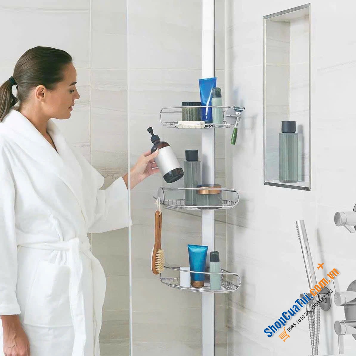 Thanh treo dụng cụ nhà tắm Simplehuman size dài 2m74 mẫu năm 2024 - Không cần khoan đục, dễ dàng lắp đặt