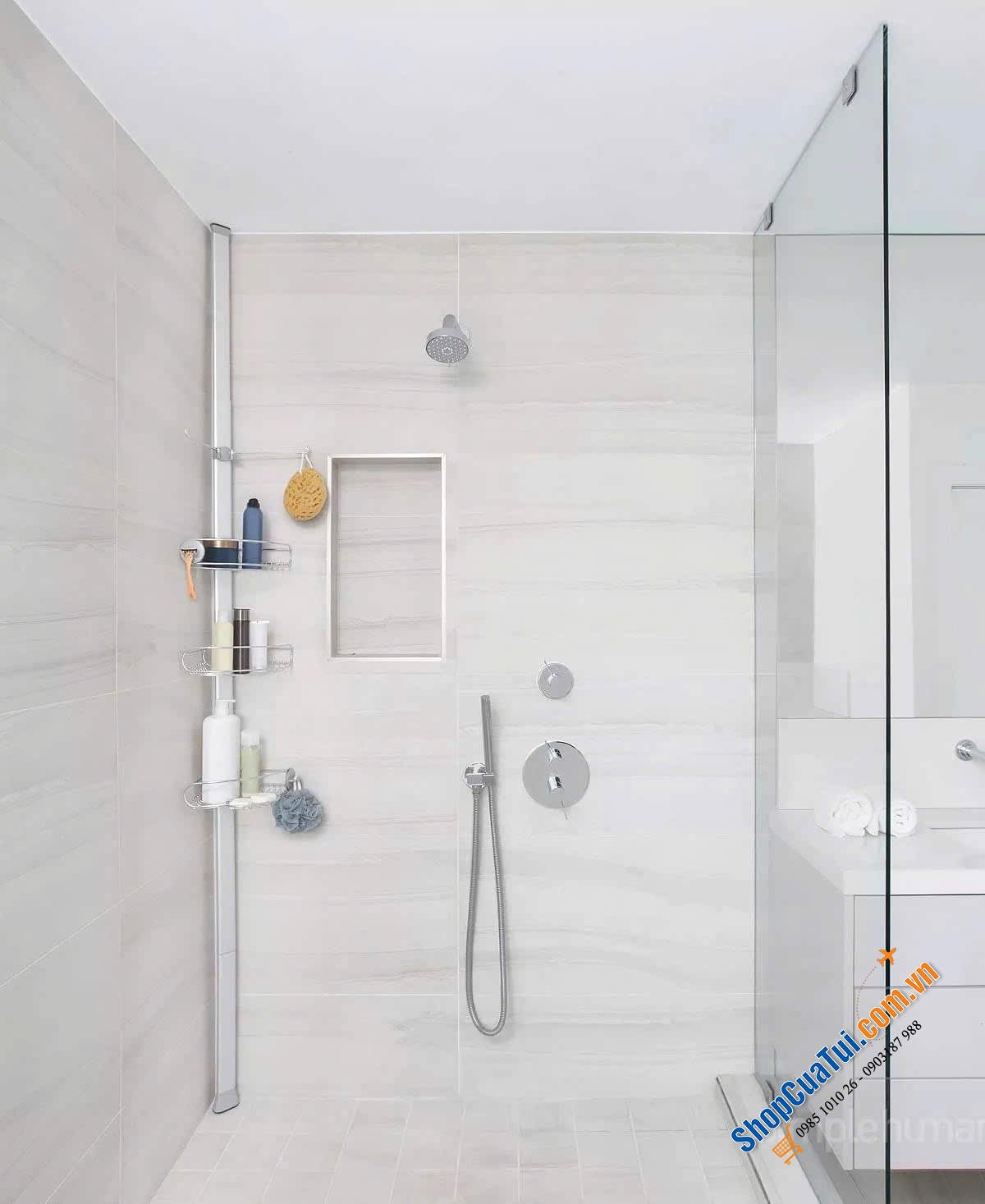 Thanh treo dụng cụ nhà tắm Simplehuman size dài 2m74 mẫu năm 2024 - Không cần khoan đục, dễ dàng lắp đặt