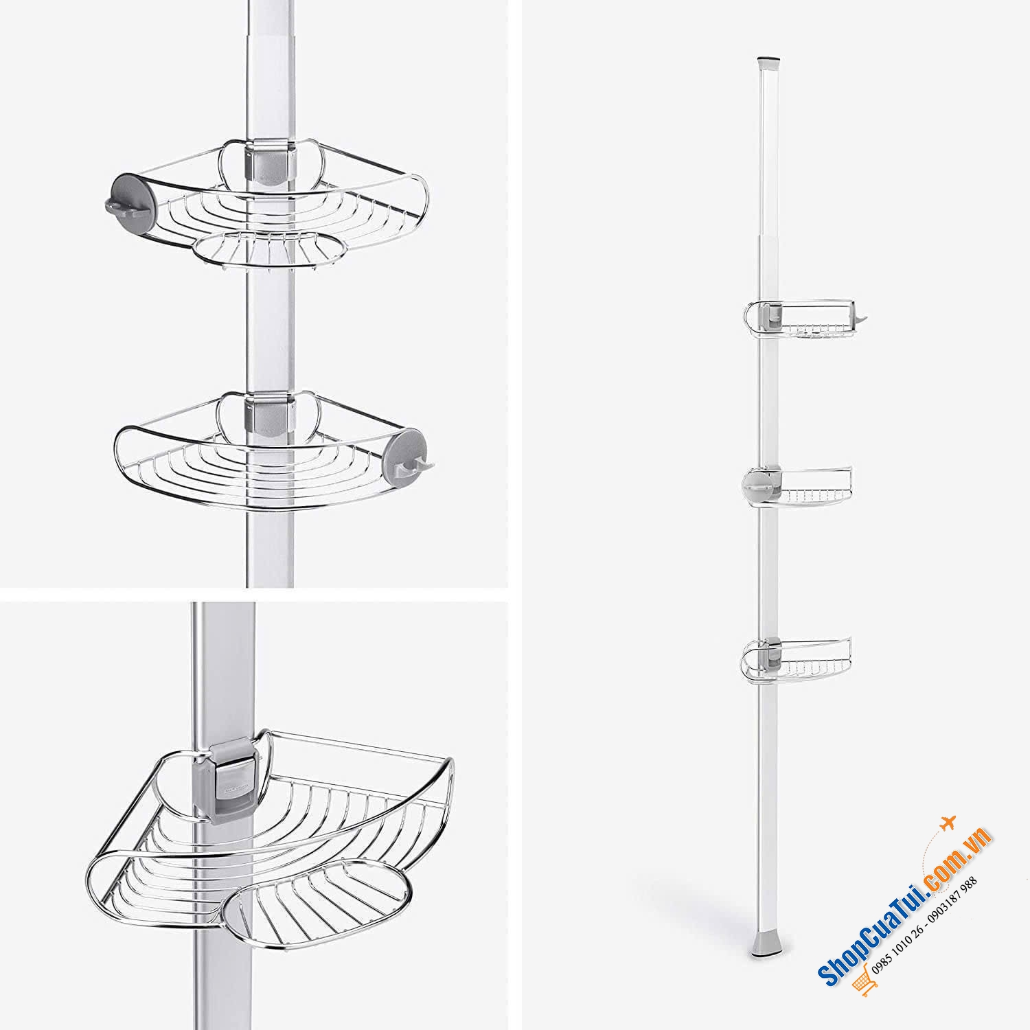 Thanh treo dụng cụ nhà tắm Simplehuman size dài 2m74 mẫu năm 2024 - Không cần khoan đục, dễ dàng lắp đặt