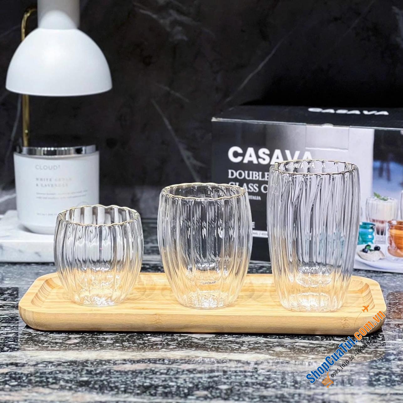 SET 6 CỐC PODIUM 2 LỚP CASAVA MIX SIZE MẪU MỚI 2024.