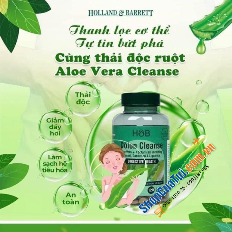 VIÊN UỐNG THẢI ĐỘC CHO ĐƯỜNG RUỘT ALOE VERA COLON SỐ 1 UK.