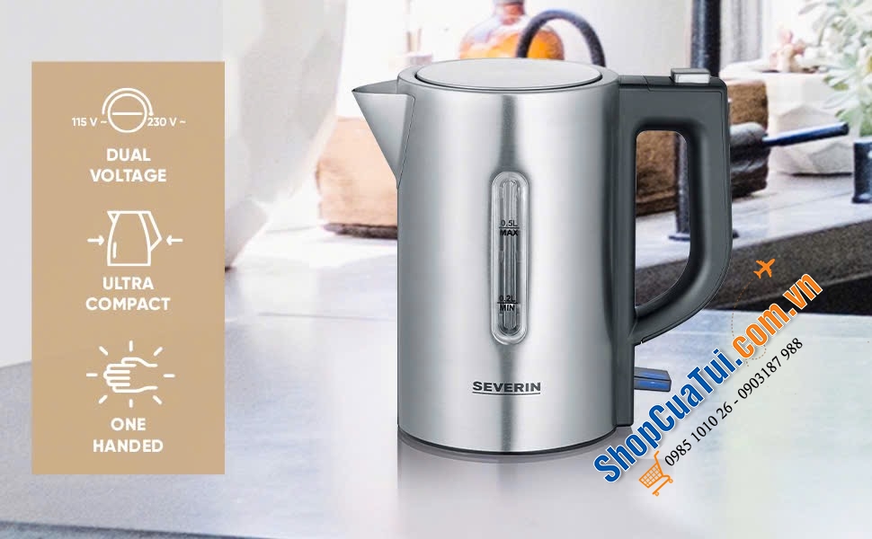 Ấm đun nước du lịch mini SEVERIN 500ml - Nhỏ gọn để mang theo khi di chuyển
