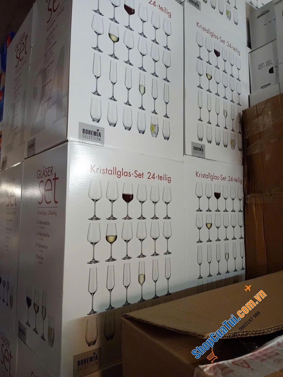 Bộ ly cốc pha lê 24 chiếc BOHEMIA gồm 4 loại ly - trải nghiệm nét sa hoa của giới quý tộc Châu Âu - Made in EU - Siêu xịn, ly siêu trong thượng hạng