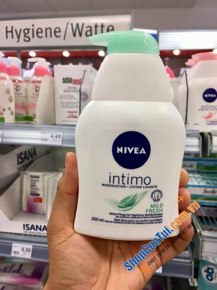 DUNG DỊCH VỆ SINH NIVEA INTIMO ĐỨC 250ml ĐƯỢC BÁC SĨ KHUYÊN DÙNG (xanh cho da thường, hồng cho da nhạy cảm)