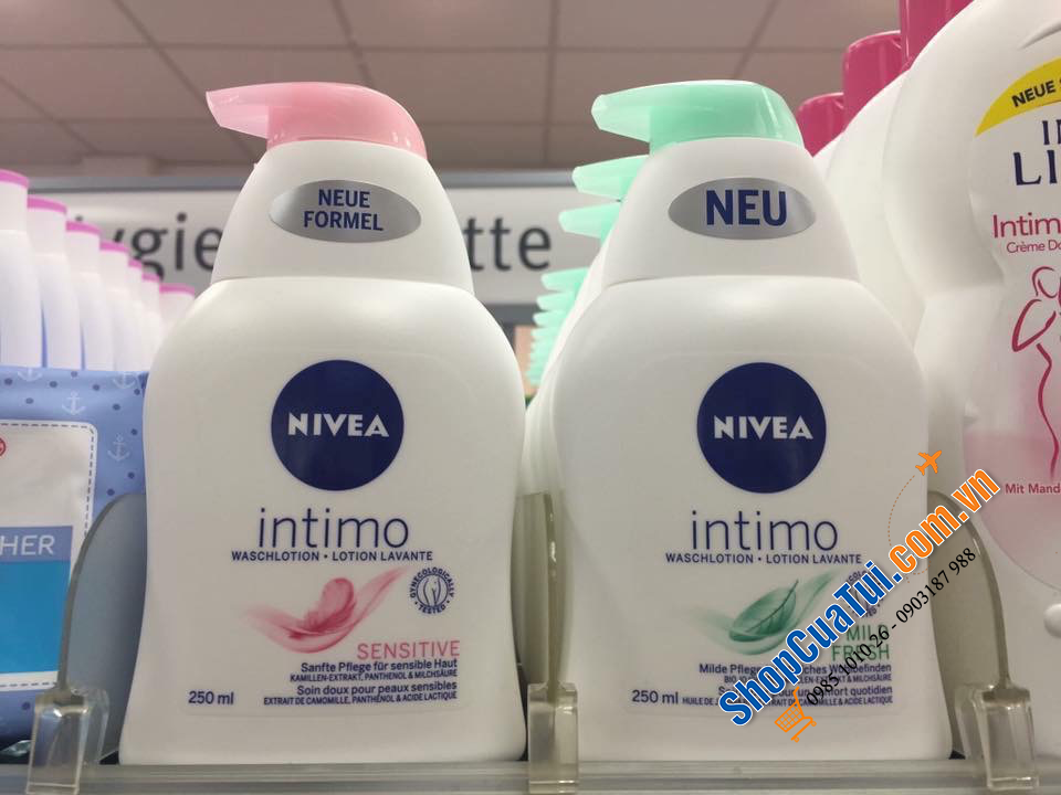 DUNG DỊCH VỆ SINH NIVEA INTIMO ĐỨC 250ml ĐƯỢC BÁC SĨ KHUYÊN DÙNG (xanh cho da thường, hồng cho da nhạy cảm)