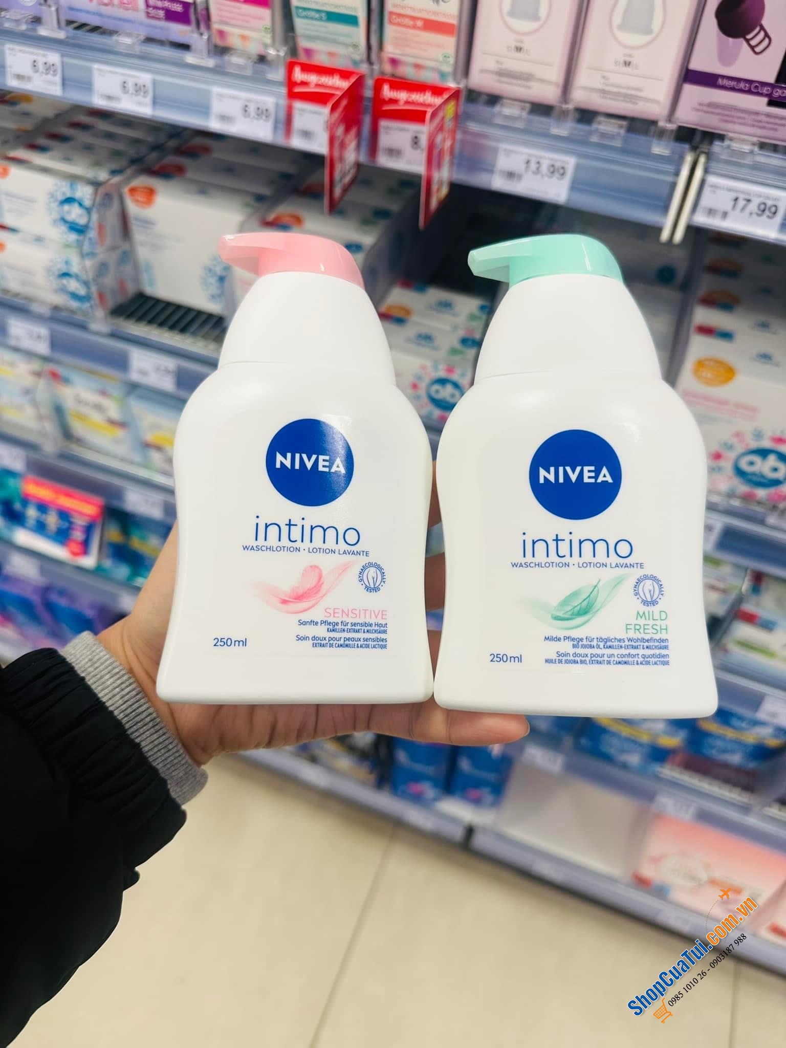 DUNG DỊCH VỆ SINH NIVEA INTIMO ĐỨC 250ml ĐƯỢC BÁC SĨ KHUYÊN DÙNG (xanh cho da thường, hồng cho da nhạy cảm)