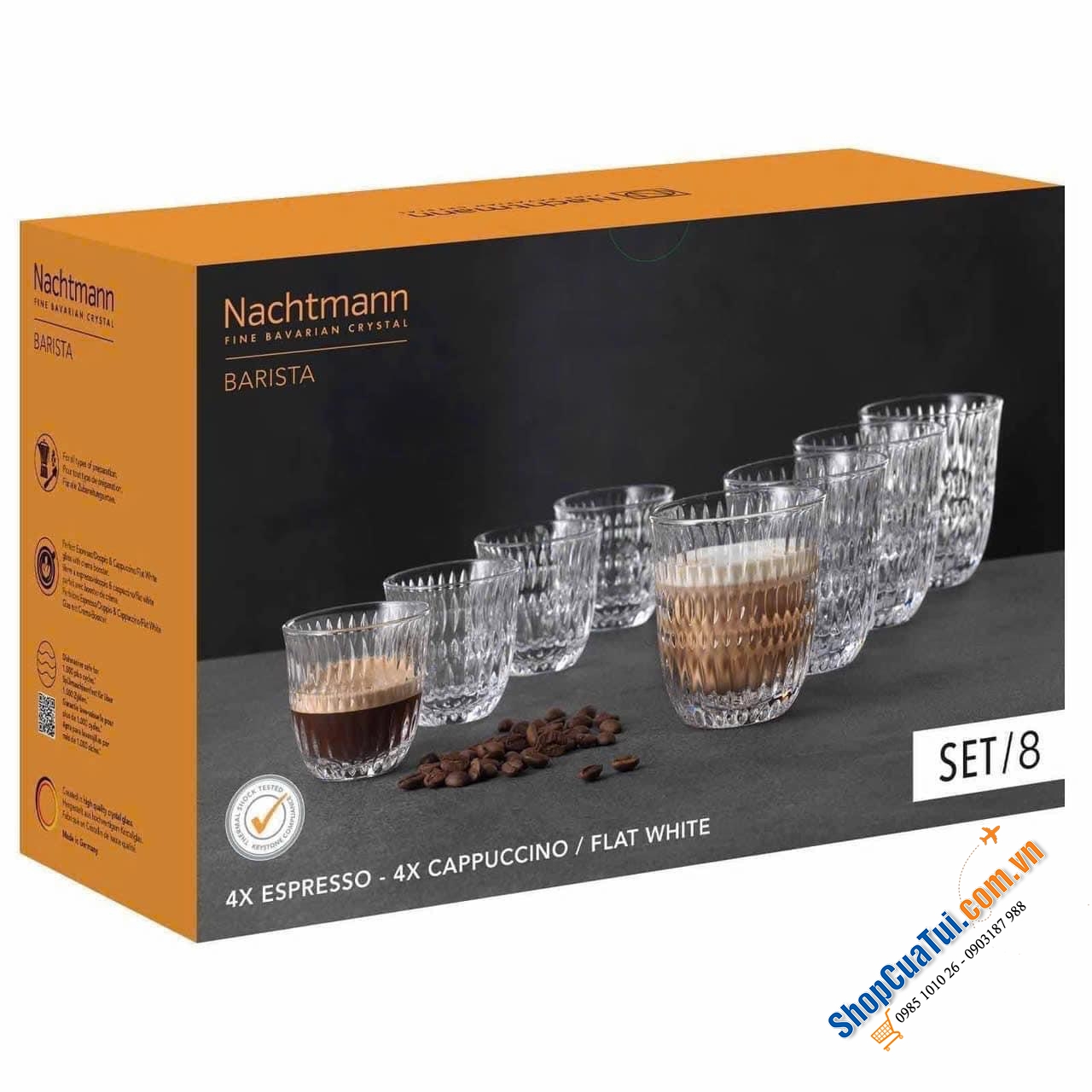 SET 8 CỐC NACHTMANN ETHNO BARISTA 90ML & 234ML.