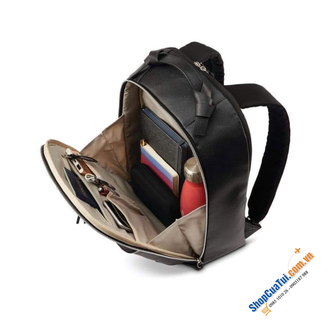 Balo da thật Samsonite mẫu khoá cách điệu, sử dụng hàng ngày đáp ứng nhu cầu công việc và cuộc sống