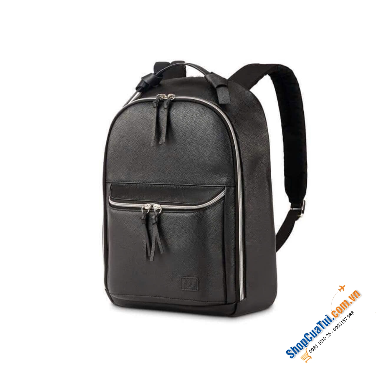 Balo da thật Samsonite mẫu khoá cách điệu, sử dụng hàng ngày đáp ứng nhu cầu công việc và cuộc sống