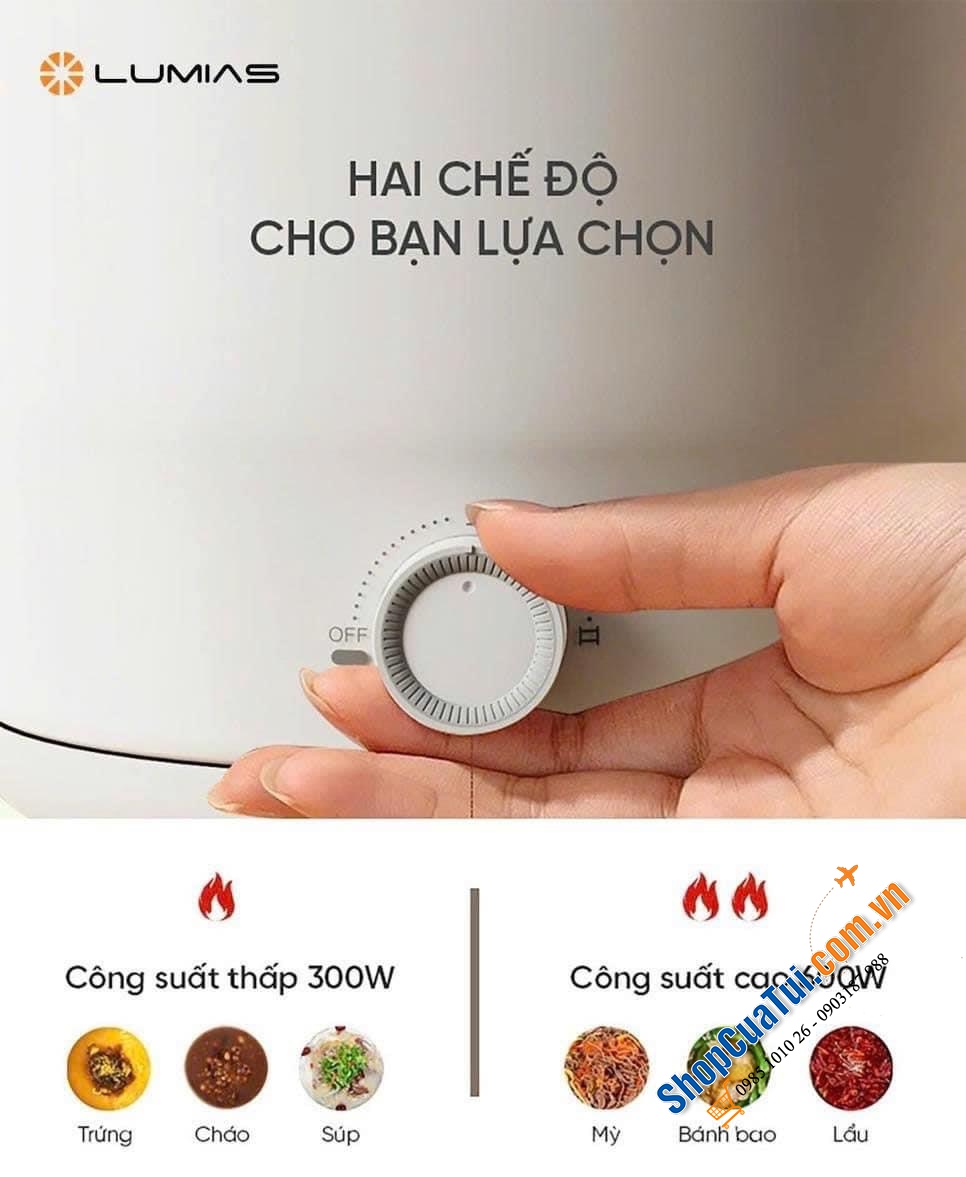 Lumias LM-PM600 - nồi lẩu điện mini đa năng dung tích 1.8L kèm khay hấp, nấu mì, nồi hấp, ăn lẩu 1-2 người, nấu ăn của các bạn sinh viên...
