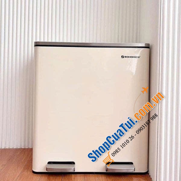 Thùng rác nhà bếp Songmics LTB060A01 màu Almond dung tích 60L siêu xịn và sang