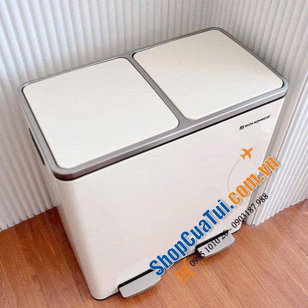 Thùng rác nhà bếp Songmics LTB060A01 màu Almond dung tích 60L siêu xịn và sang
