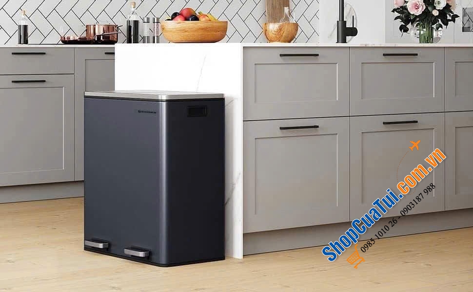 Thùng rác nhà bếp Songmics LTB060A01 màu Almond dung tích 60L siêu xịn và sang