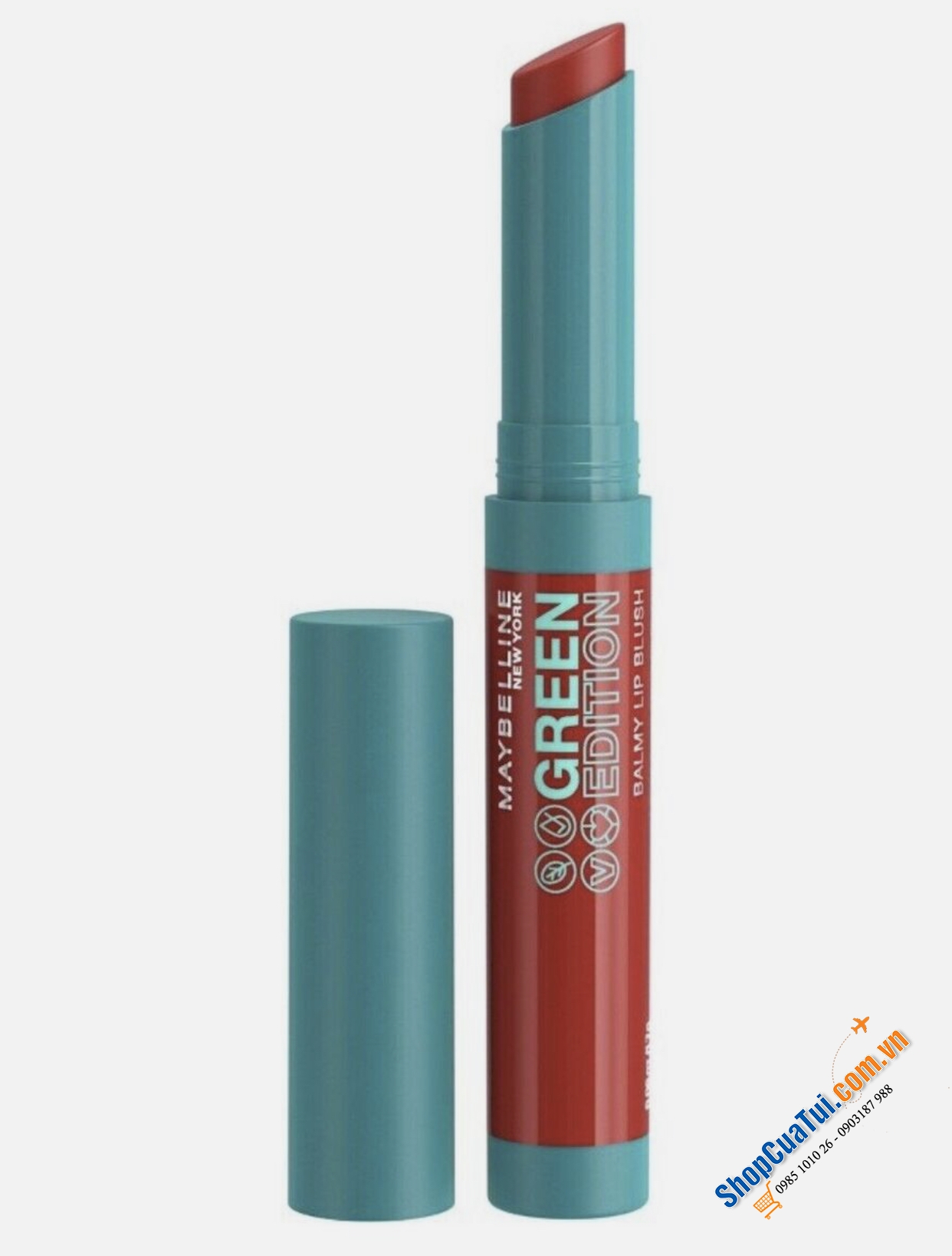 Son Maybelline Green Edition Balmy Lip Blush With Mango Oil Bonfire 002 phiên bản xanh