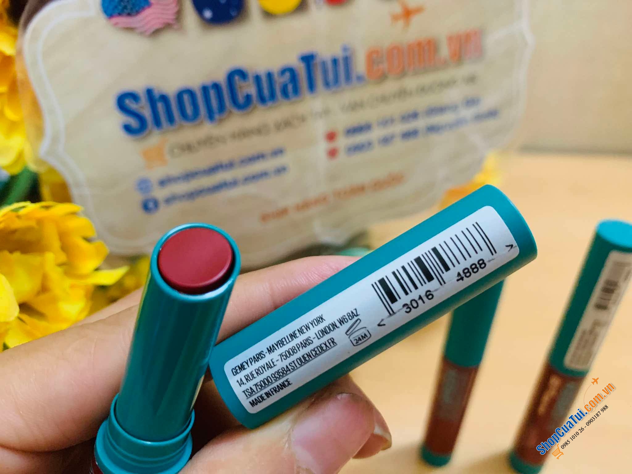 Son Maybelline Green Edition Balmy Lip Blush With Mango Oil Bonfire 002 phiên bản xanh