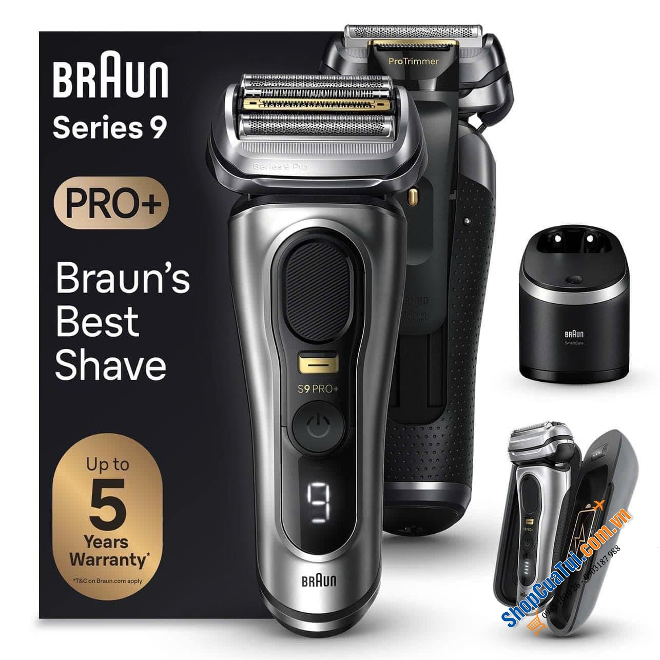 Máy cạo râu Braun Series 9 Pro+ 9577cc với Smart Care 6 in 1 và PowerCase, màu Bạc, bản 2023.