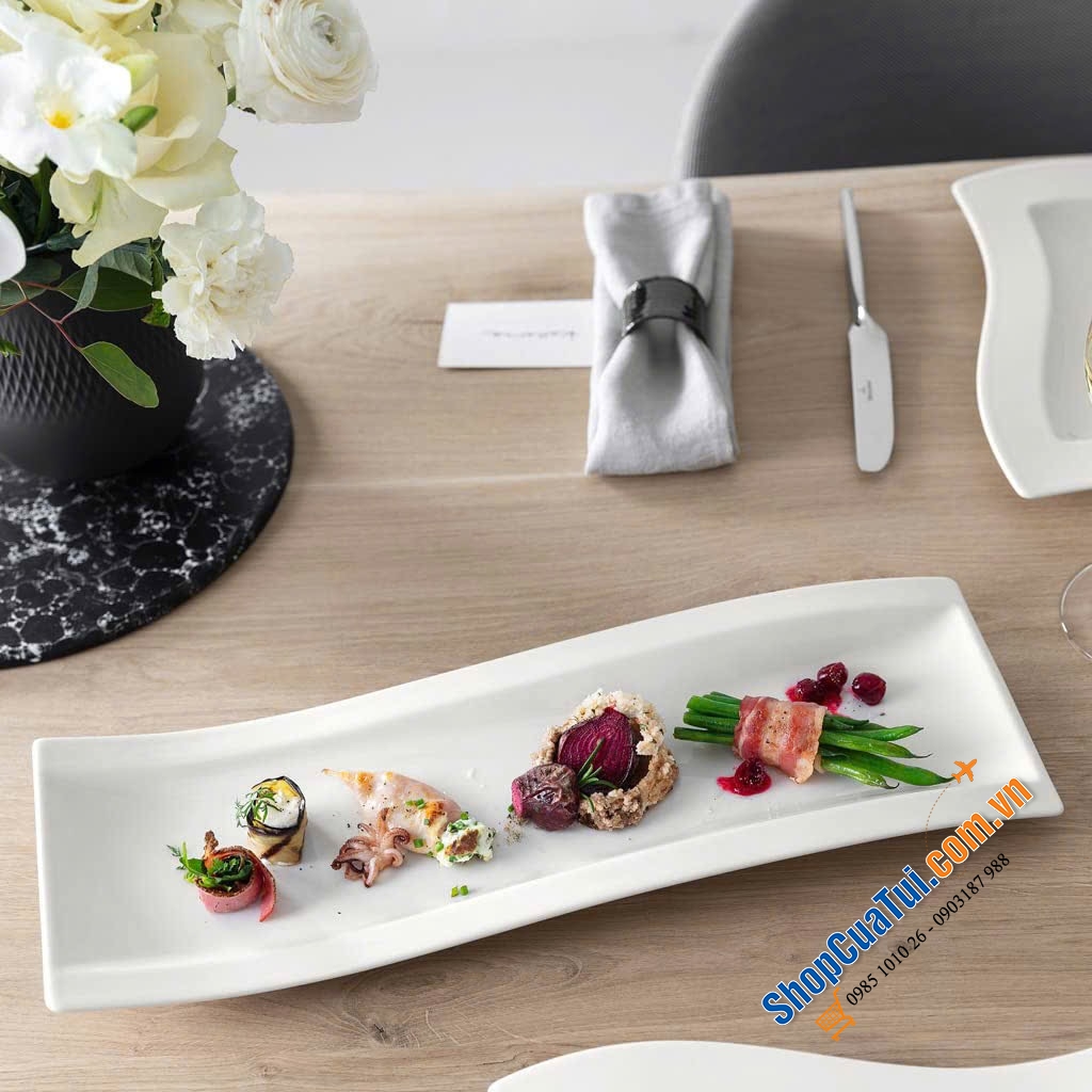 Đĩa dài 42cm x 15cm VILLEROY & BOCH NEW WAVE ANTIPASTI - MADE IN GERMANY - Dáng lượn sóng hiện đại