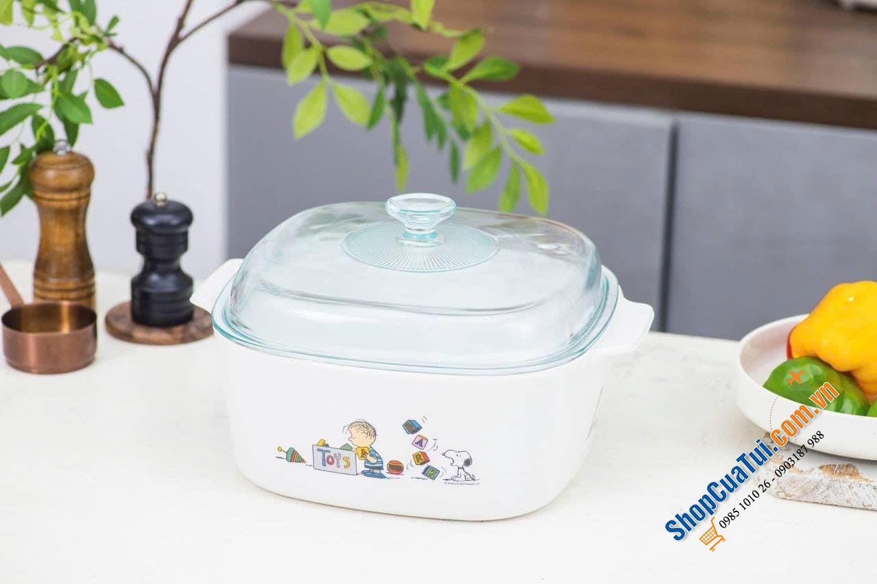 NỒI GỐM THỦY TINH CHỊU NHIÊT CORNINGWARE 5L MÀU TRẮNG GIÁ SIÊU XINH.