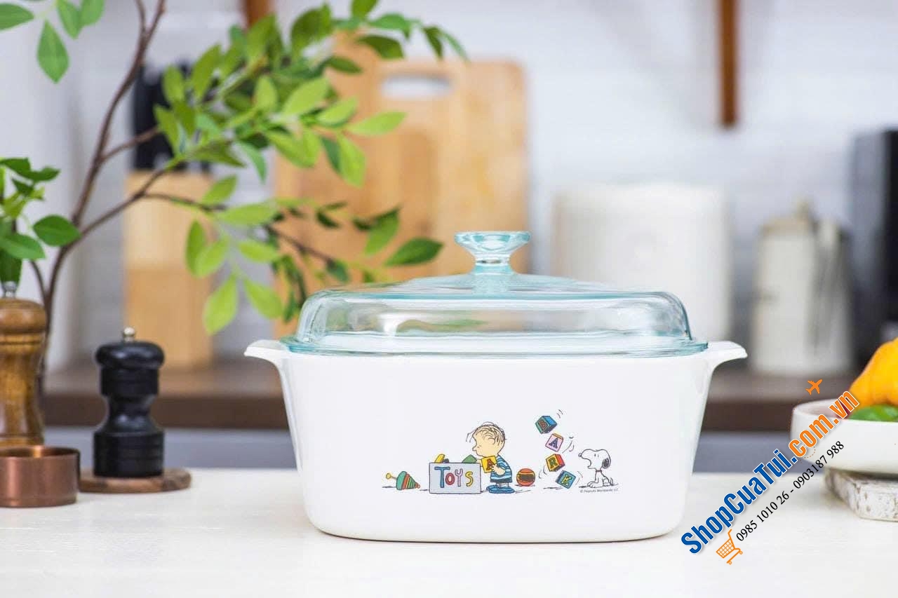 NỒI GỐM THỦY TINH CHỊU NHIÊT CORNINGWARE 5L MÀU TRẮNG GIÁ SIÊU XINH.