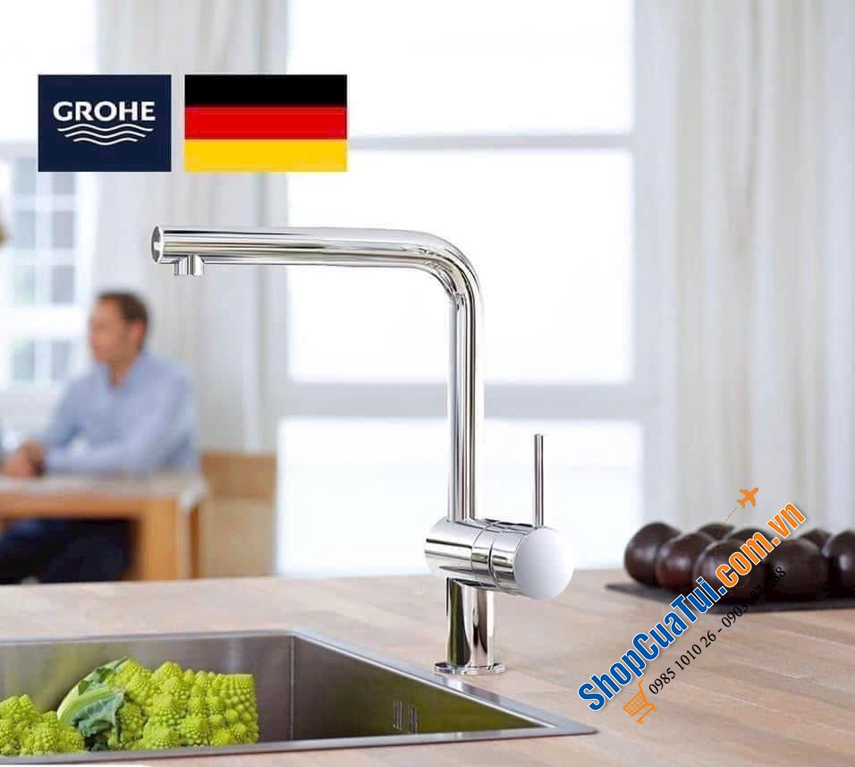 Vòi bếp Grohe Minta 32168000 made in Germany xịn sò - đầu vòi rút dây tiện lợi cho việc rửa những đồ bếp góc cạnh