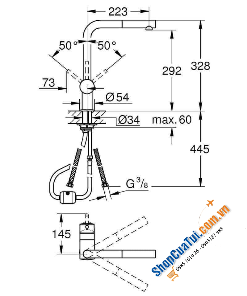 Vòi bếp Grohe Minta 32168000 made in Germany xịn sò - đầu vòi rút dây tiện lợi cho việc rửa những đồ bếp góc cạnh