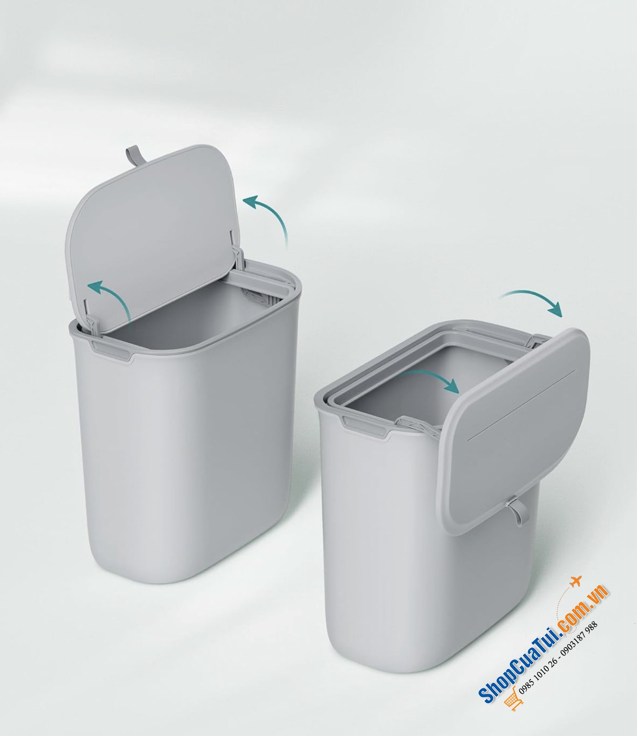 Thùng rác treo cánh tủ 9L Songmics LTB820G9 lật nắp 2 mặt, vừa tinh tế vừa hiện đại