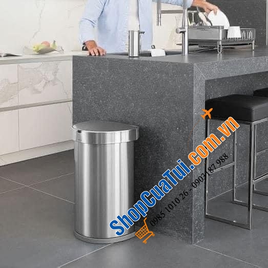 Thùng rác Simplehuman cảm ứng kháng khuẩn 45l tặng kèm set tinh dầu khử mùi & túi rác.