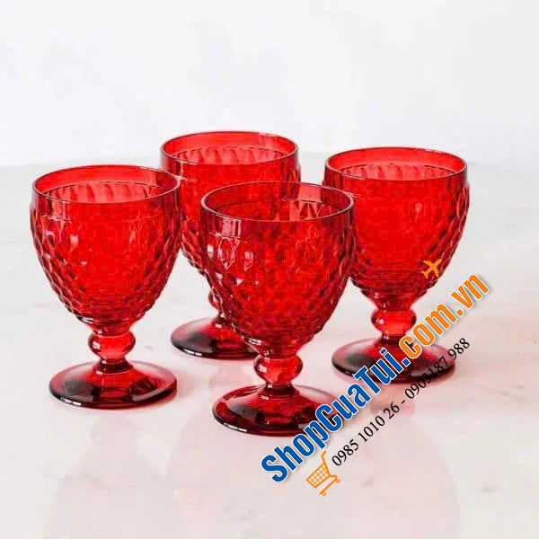 Set 4 Ly Villeroy & Boch Boston 400ml màu Trắng & Đỏ