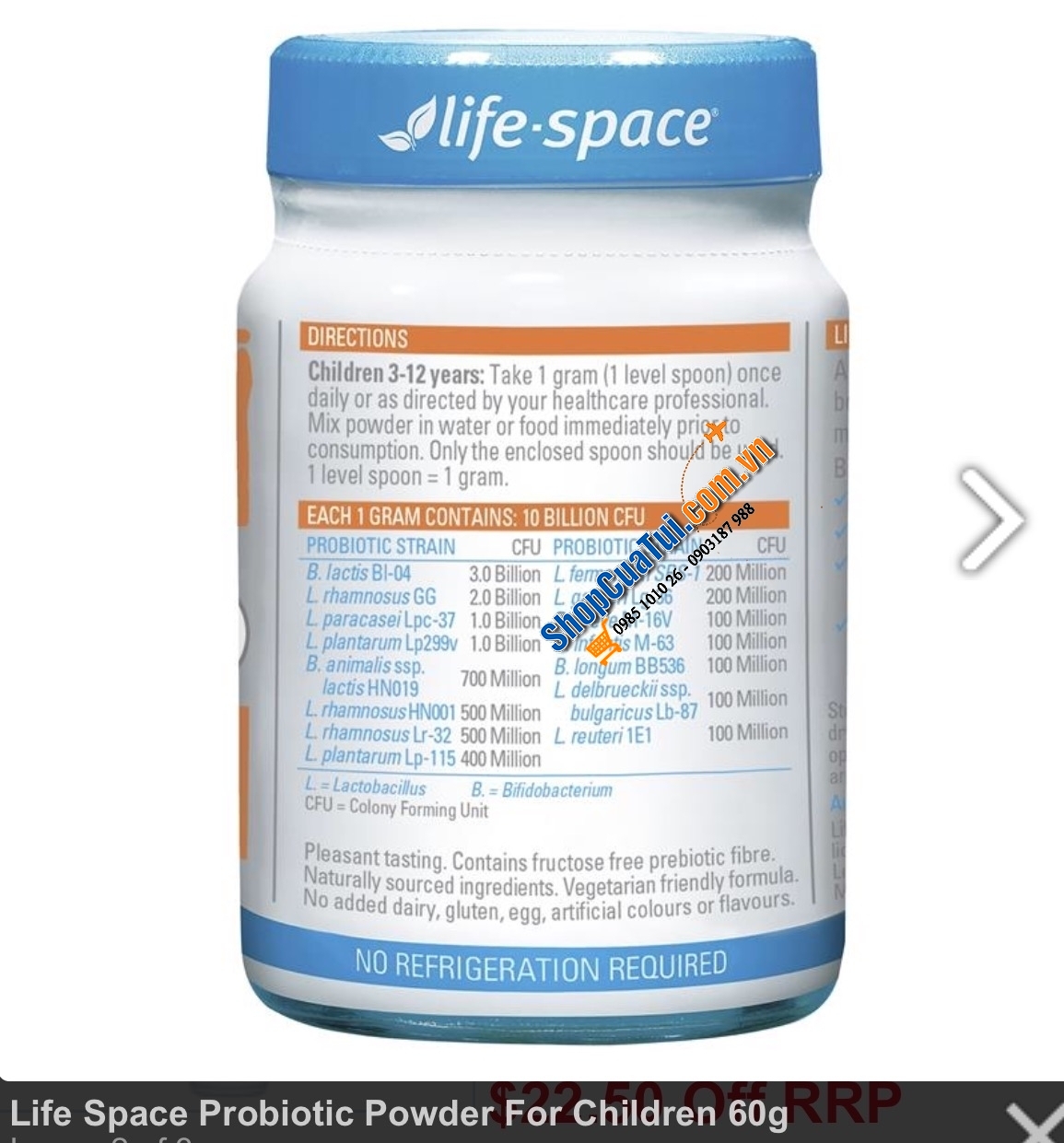 Men vi sinh Úc cho trẻ em - Life Space Probiotic Powder For Children 60g