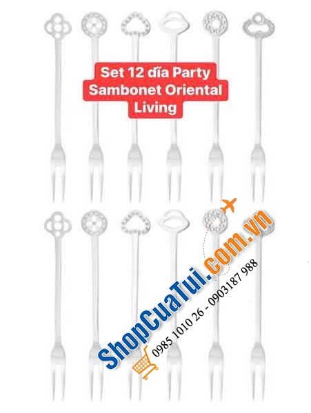 Set 12 dĩa Sambonet Forks Party Portafor Living Và Set 12 dĩa Party Sambonet Oriental Living.