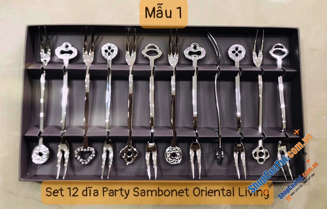 Set 12 dĩa Sambonet Forks Party Portafor Living Và Set 12 dĩa Party Sambonet Oriental Living.