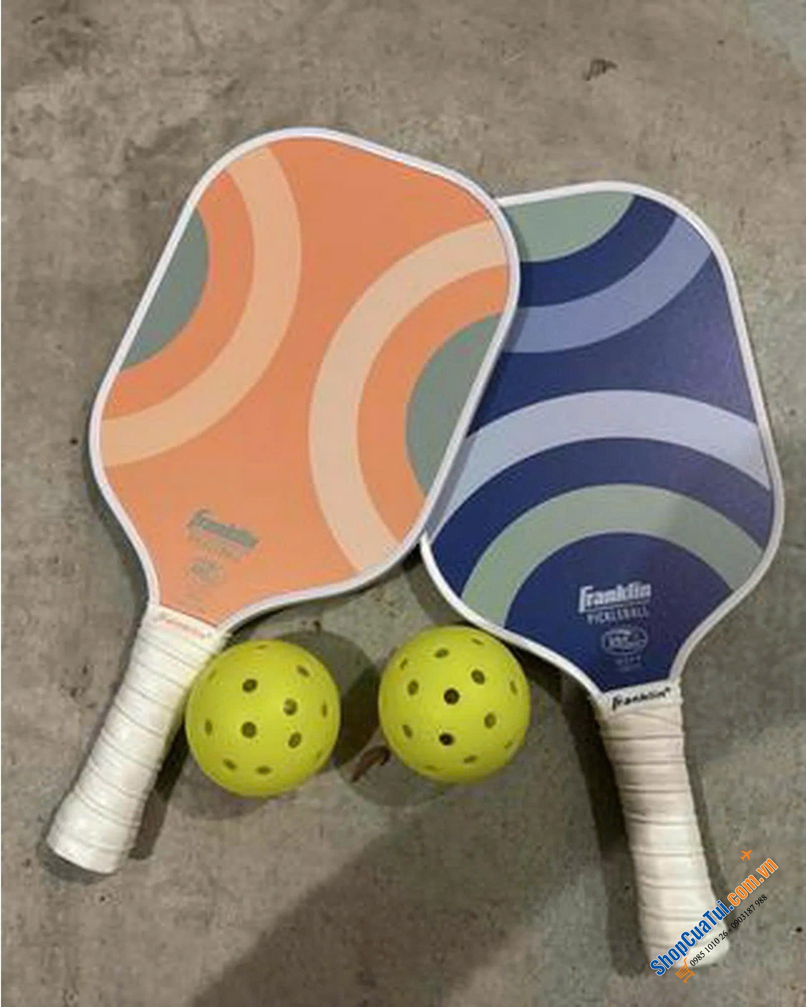 Sét 2 vợt Pickleball Franklin Sports Polymer kèm bóng ngoài trời X-40