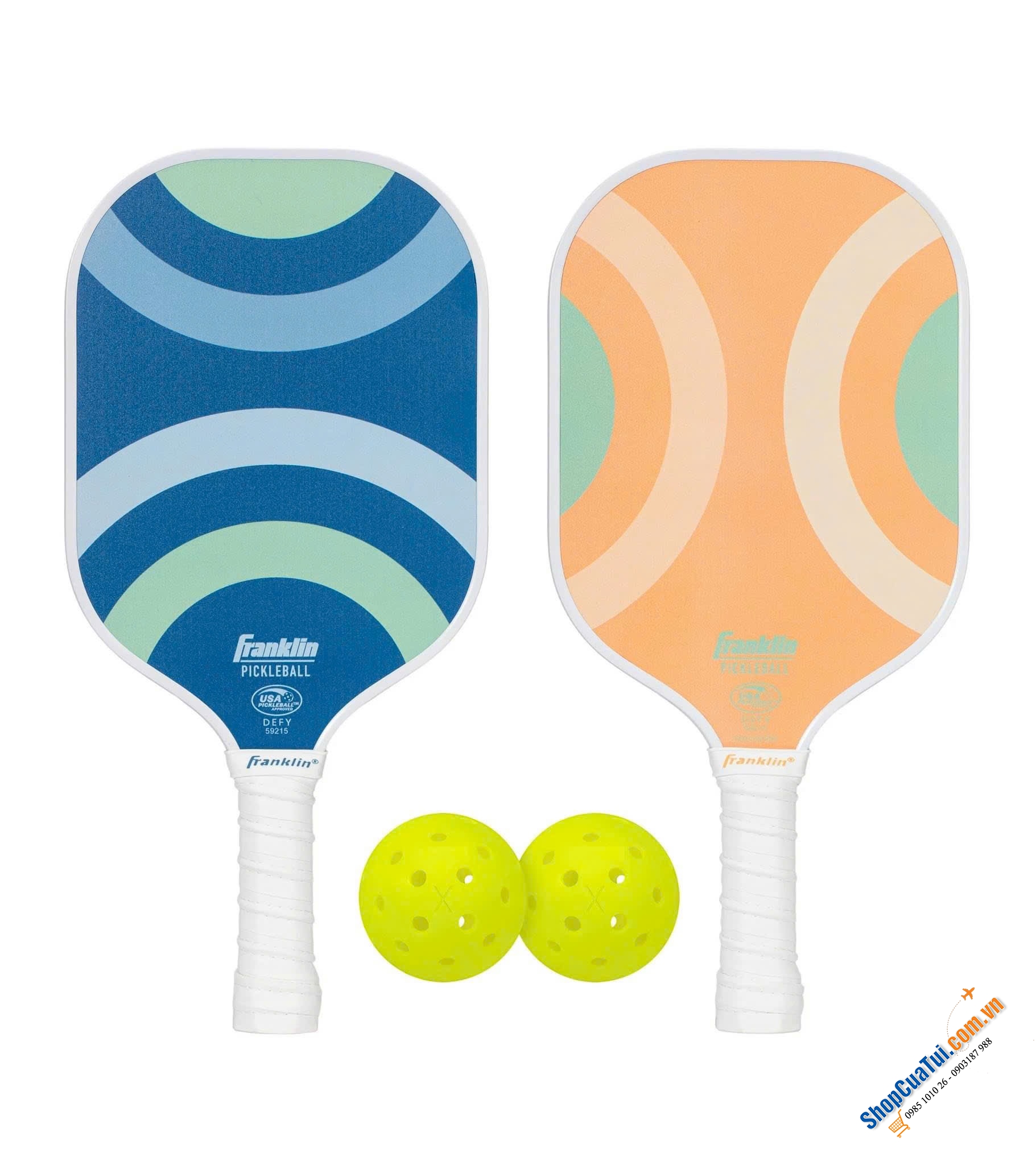 Sét 2 vợt Pickleball Franklin Sports Polymer kèm bóng ngoài trời X-40