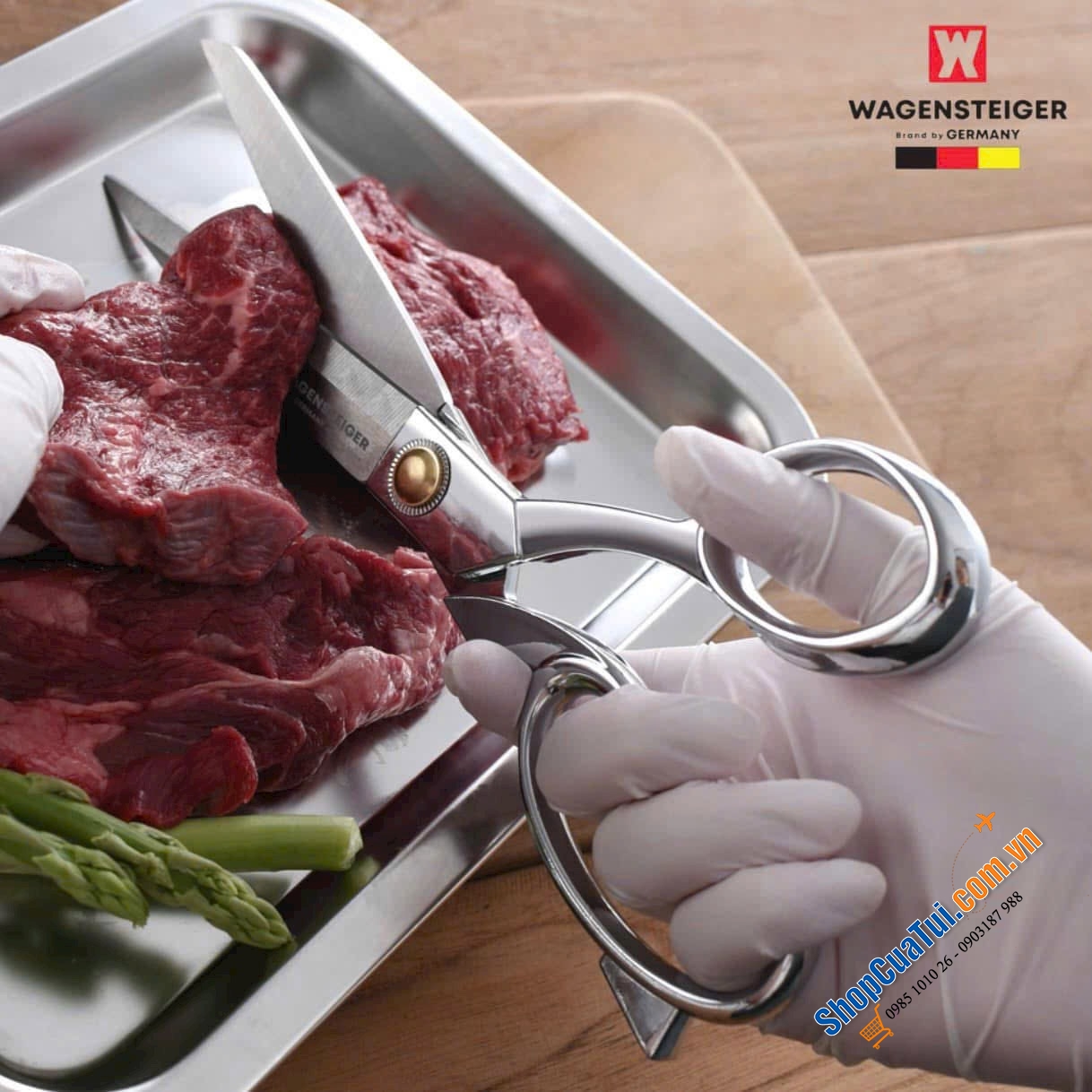 Kéo cắt gà Wagensteiger Stainless Steel - kéo nhà bếp cao cấp, sáng bóng