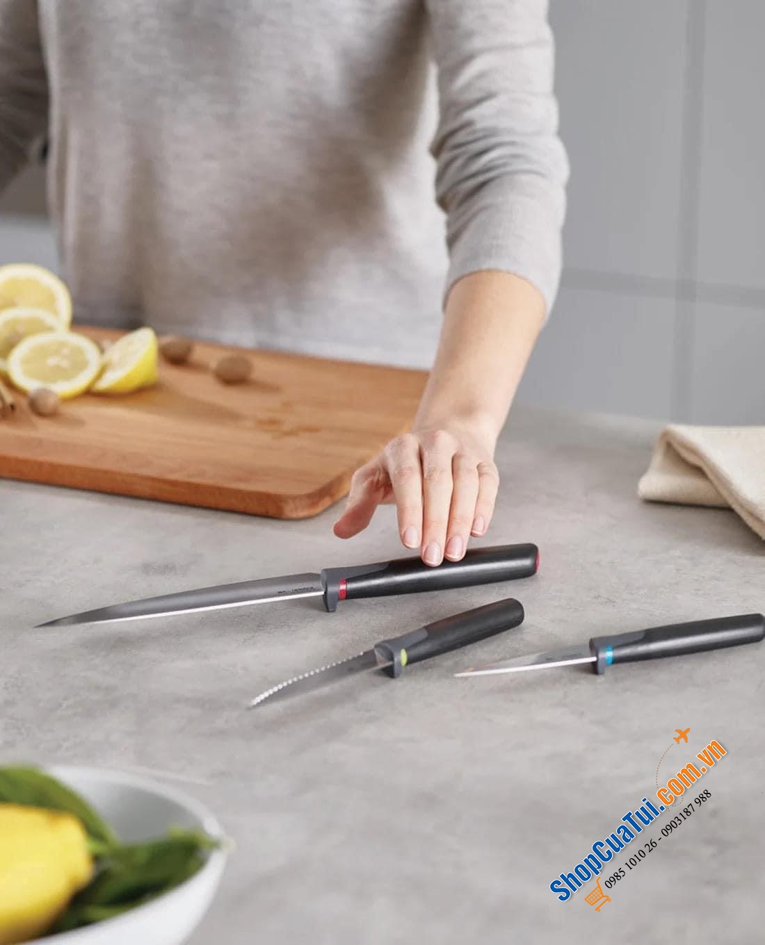 BỘ DAO 3 MÓN JOSEPH JOSEPH ELEVATE™ 10528 - cần thiết, hoàn hảo cho nhiều công việc chế biến thực phẩm