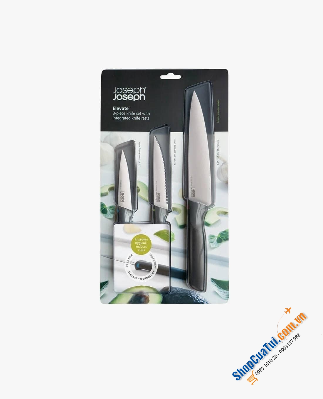 BỘ DAO 3 MÓN JOSEPH JOSEPH ELEVATE™ 10528 - cần thiết, hoàn hảo cho nhiều công việc chế biến thực phẩm