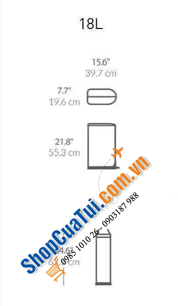 THÙNG RÁC CÁNH BƯỚM SIMPLEHUMAN 18L.